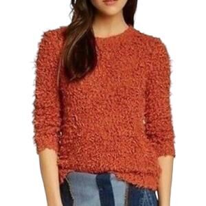 Free People September Song Shaggy Bouccle Knit Sweater Orange Size M